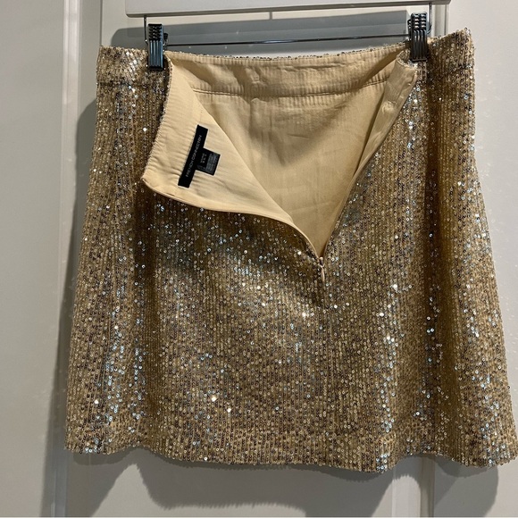 French Connection Gold Sequin Skater Mini Skirt size 12 - Picture 4 of 5